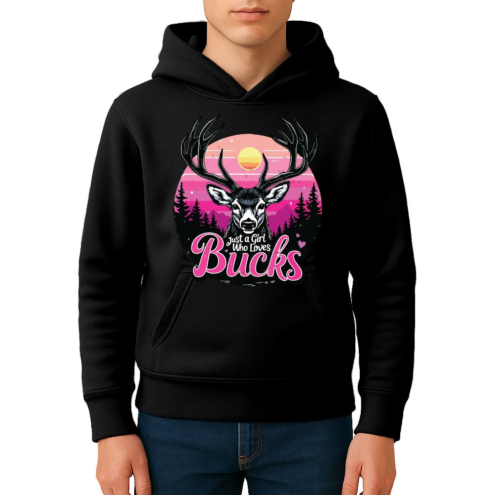 Buck Deer Hunting Hunter Girl Vintage Hunt Kids Hoodie
