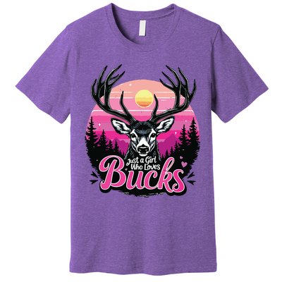 Buck Deer Hunting Hunter Girl Vintage Hunt Premium T-Shirt