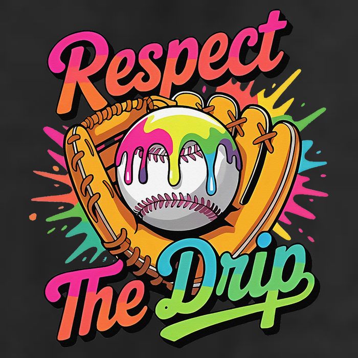 Baseball Drip Home Plate Ice Cream Respect The Drip 7 Panel Mesh Trucker Snapback Hat