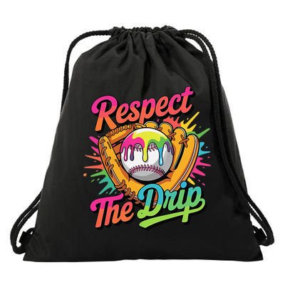 Baseball Drip Home Plate Ice Cream Respect The Drip Drawstring Bag