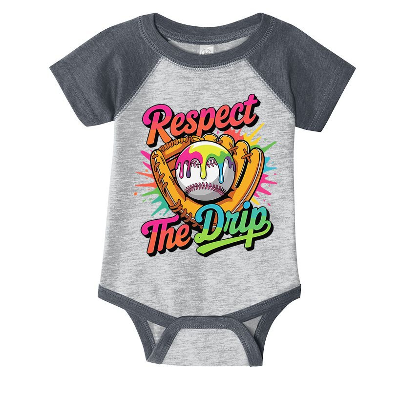 Baseball Drip Home Plate Ice Cream Respect The Drip Infant Baby Jersey Bodysuit