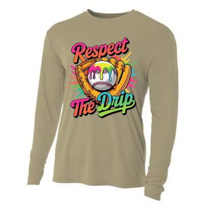 Baseball Drip Home Plate Ice Cream Respect The Drip Cooling Performance Long Sleeve Crew