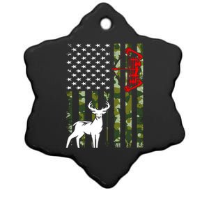 Buck Deer Hunting American Flag Camouflage Bow Hunting Ceramic Star Ornament