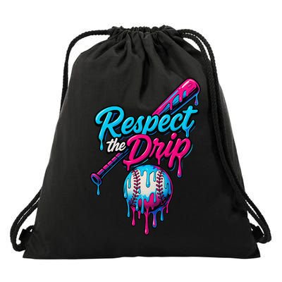 Baseball Drip Home Plate Sports Respect The Drip Drawstring Bag