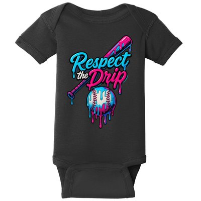 Baseball Drip Home Plate Sports Respect The Drip Baby Bodysuit