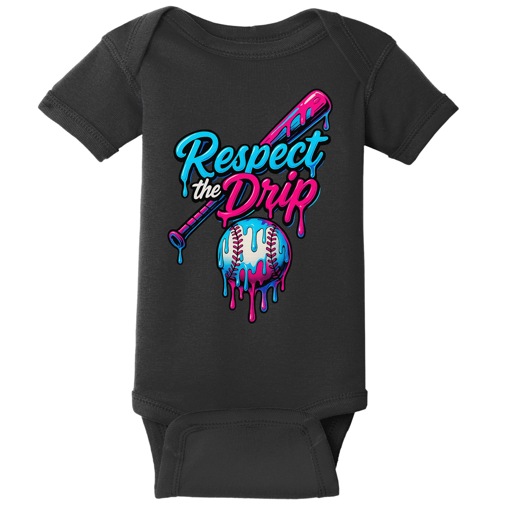 Baseball Drip Home Plate Sports Respect The Drip Baby Bodysuit