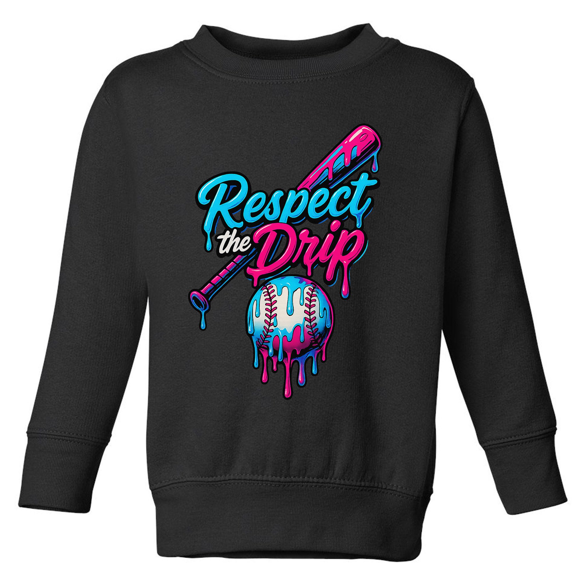 Baseball Drip Home Plate Sports Respect The Drip Toddler Sweatshirt