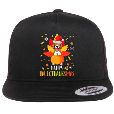 Beagle Dog Happy Halloween Thanksgiving Merry Christmas Day Flatbill Hat