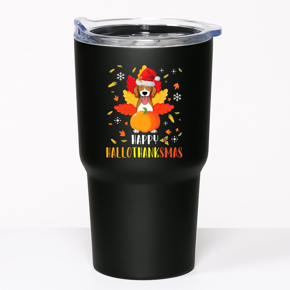 Beagle Dog Happy Halloween Thanksgiving Merry Christmas Day Tumbler