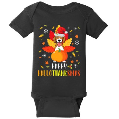 Beagle Dog Happy Halloween Thanksgiving Merry Christmas Day Baby Bodysuit
