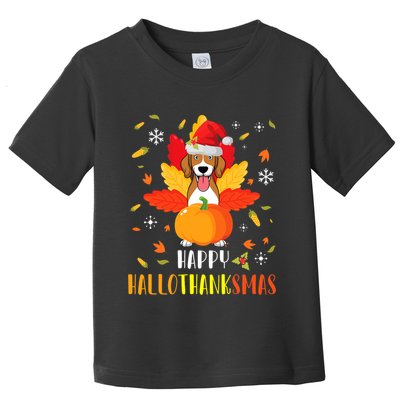Beagle Dog Happy Halloween Thanksgiving Merry Christmas Day Toddler T-Shirt