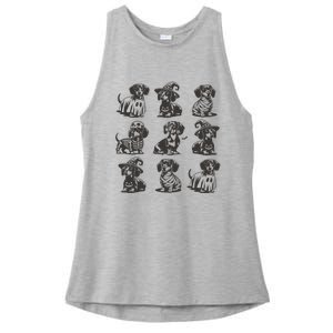 Boo Dachshund Halloween Spooky Dog Wiener Halloween Costume Ladies PosiCharge Tri-Blend Wicking Tank