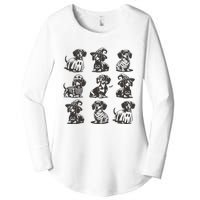 Boo Dachshund Halloween Spooky Dog Wiener Halloween Costume Women's Perfect Tri Tunic Long Sleeve Shirt