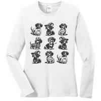 Boo Dachshund Halloween Spooky Dog Wiener Halloween Costume Ladies Long Sleeve Shirt