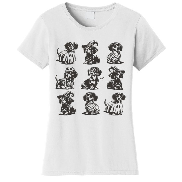 Boo Dachshund Halloween Spooky Dog Wiener Halloween Costume Women's T-Shirt