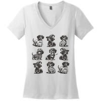 Boo Dachshund Halloween Spooky Dog Wiener Halloween Costume Women's V-Neck T-Shirt