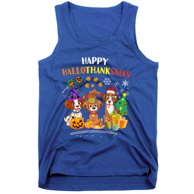 Beagle Dog Halloween Merry Christmas Happy Hallothanksmas Gift Tank Top