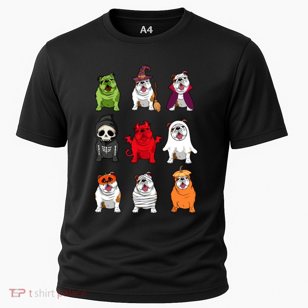 Bulldogs Dog Halloween Funny Bulldogs Costume Ghost Monster Performance Shirt