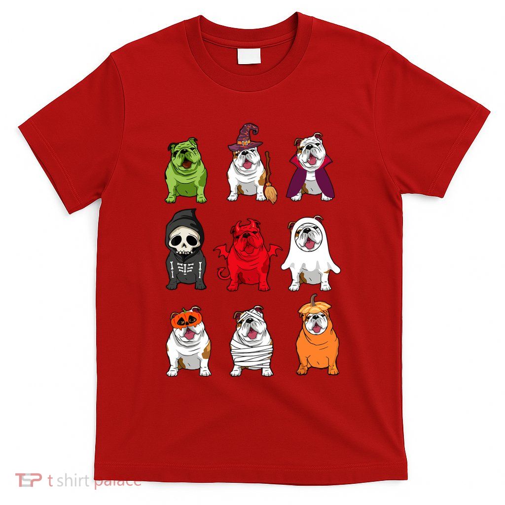 Bulldogs Dog Halloween Funny Bulldogs Costume Ghost Monster T-Shirt