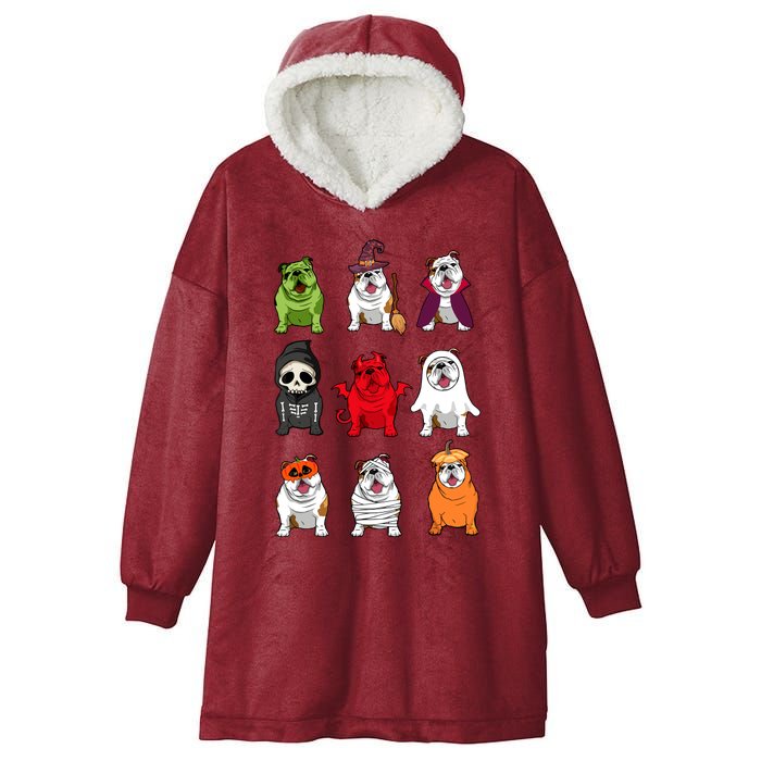 Bulldogs Dog Halloween Funny Bulldogs Costume Ghost Monster Hooded Wearable Blanket