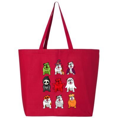 Bulldogs Dog Halloween Funny Bulldogs Costume Ghost Monster 25L Jumbo Tote