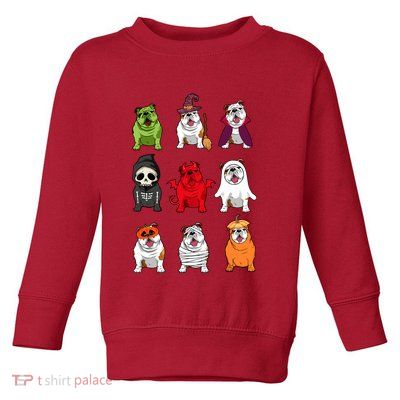 Bulldogs Dog Halloween Funny Bulldogs Costume Ghost Monster Toddler Sweatshirt