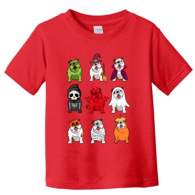 Bulldogs Dog Halloween Funny Bulldogs Costume Ghost Monster Toddler T-Shirt