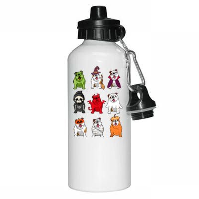 Bulldogs Dog Halloween Funny Bulldogs Costume Ghost Monster Aluminum Water Bottle 