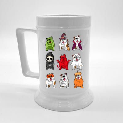 Bulldogs Dog Halloween Funny Bulldogs Costume Ghost Monster Beer Stein