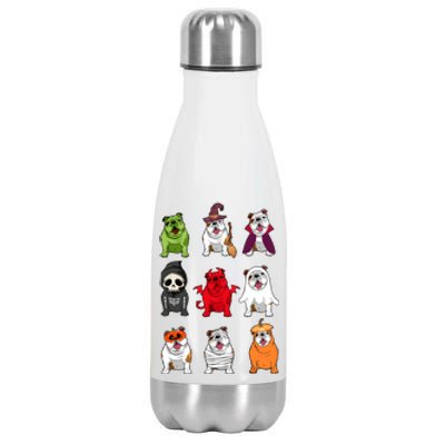 Bulldogs Dog Halloween Funny Bulldogs Costume Ghost Monster Stainless Steel Insulated Water Bottle