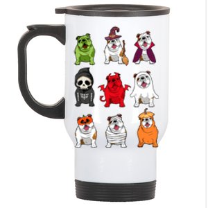 Bulldogs Dog Halloween Funny Bulldogs Costume Ghost Monster Stainless Steel Travel Mug