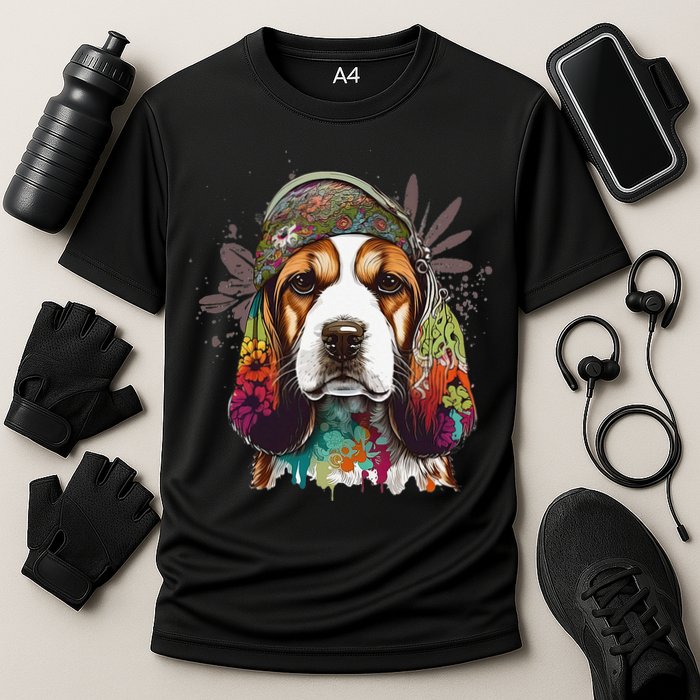 Beagle Dog Hippie Funny dog lovers Cooling Performance Crew T-Shirt