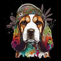 Beagle Dog Hippie Funny dog lovers Sustainable Bucket Hat