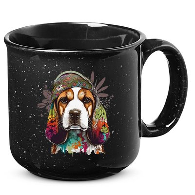 Beagle Dog Hippie Funny dog lovers 15oz Campfire Ceramic Mug