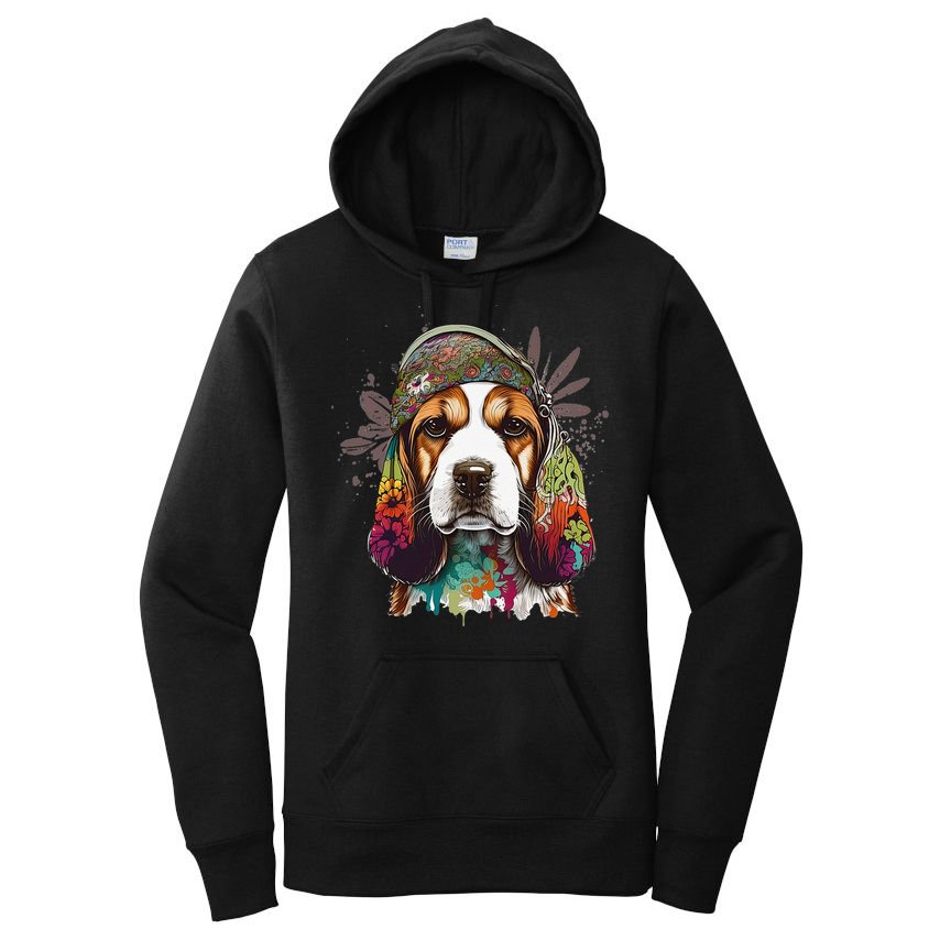 Beagle Dog Hippie Funny dog lovers Women's Pullover Hoodie