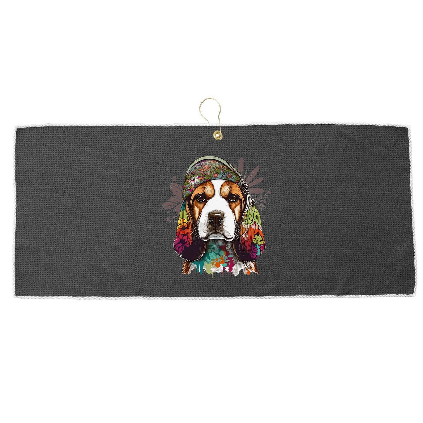 Beagle Dog Hippie Funny dog lovers Large Microfiber Waffle Golf Towel