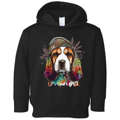 Beagle Dog Hippie Funny dog lovers Toddler Hoodie