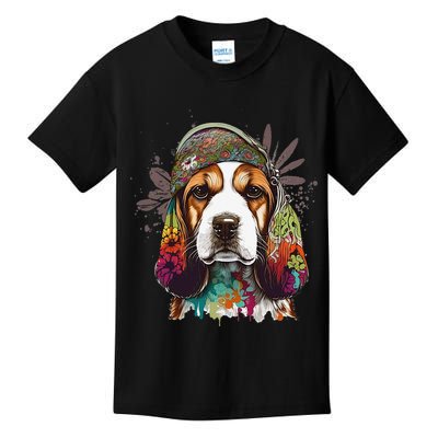 Beagle Dog Hippie Funny dog lovers Kids T-Shirt