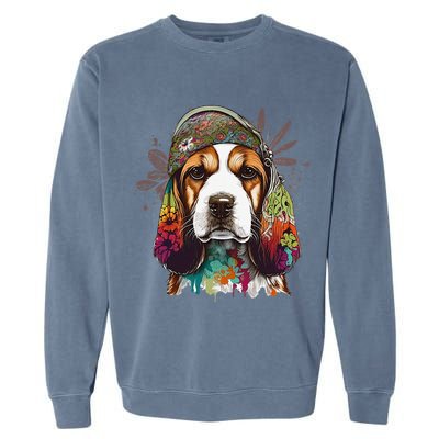 Beagle Dog Hippie Funny dog lovers Garment-Dyed Sweatshirt