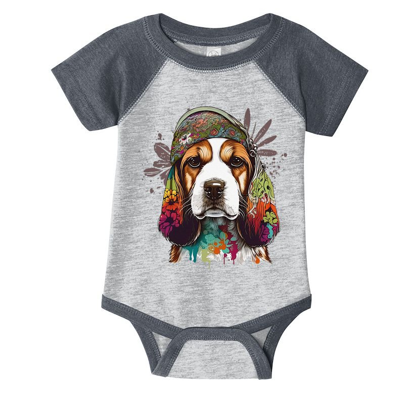 Beagle Dog Hippie Funny dog lovers Infant Baby Jersey Bodysuit