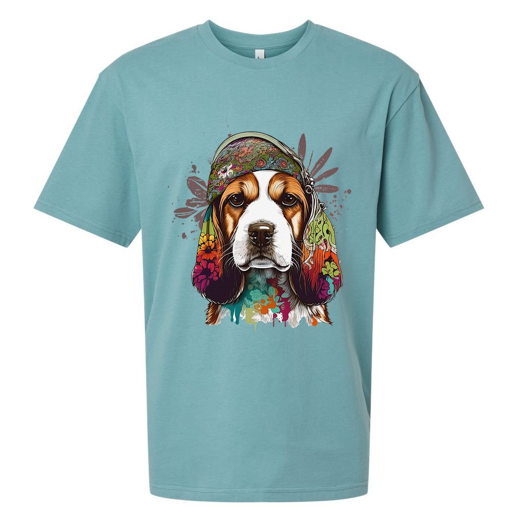 Beagle Dog Hippie Funny dog lovers Sueded Cloud Jersey T-Shirt