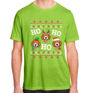 Beagle Dog Ho Ho Ho Merry Christmas Day Dad Mom Ugly Sweater Funny Gift Adult ChromaSoft Performance T-Shirt