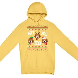 Beagle Dog Ho Ho Ho Merry Christmas Day Dad Mom Ugly Sweater Funny Gift Premium Pullover Hoodie