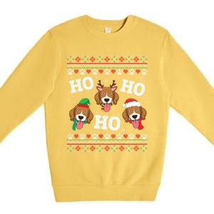 Beagle Dog Ho Ho Ho Merry Christmas Day Dad Mom Ugly Sweater Funny Gift Premium Crewneck Sweatshirt