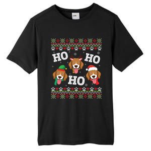 Beagle Dog Ho Ho Ho Merry Christmas Day Dad Mom Ugly Sweater Funny Gift Tall Fusion ChromaSoft Performance T-Shirt