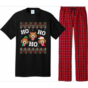 Beagle Dog Ho Ho Ho Merry Christmas Day Dad Mom Ugly Sweater Funny Gift Pajama Set