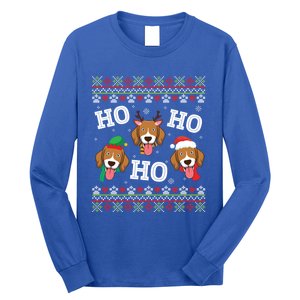 Beagle Dog Ho Ho Ho Merry Christmas Day Dad Mom Ugly Sweater Funny Gift Long Sleeve Shirt