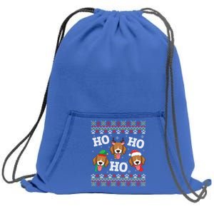 Beagle Dog Ho Ho Ho Merry Christmas Day Dad Mom Ugly Sweater Funny Gift Sweatshirt Cinch Pack Bag