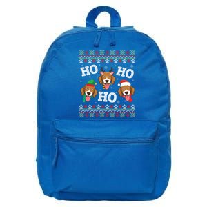 Beagle Dog Ho Ho Ho Merry Christmas Day Dad Mom Ugly Sweater Funny Gift 16 in Basic Backpack