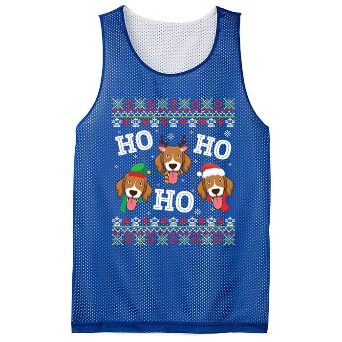 Beagle Dog Ho Ho Ho Merry Christmas Day Dad Mom Ugly Sweater Funny Gift Mesh Reversible Basketball Jersey Tank